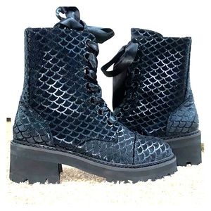 Killstar Occult Luxury Velvet Boots, Vegan Leather